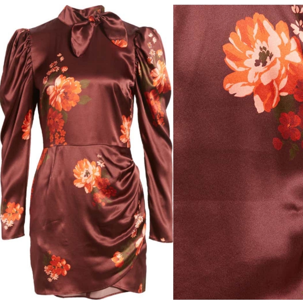 Reformation Livie silk burgundy mini dress  4